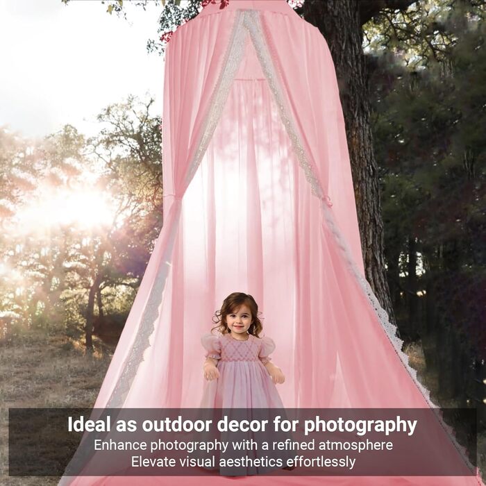 Lace Canopy Bed Canopy Mosquito Net, Insect Protection, Children's Princess Play Tents, Room Decoration, Height 250cm, Color Pink