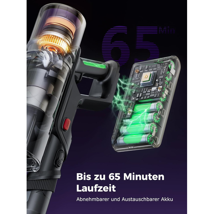 Бездротовий пилосос Proscenic P16 з акумулятором, 55 кПа, 550 Вт, 65 хв, гнучкий гофрований з'єднувач, GreenEye, щітка Anti-Tangle, для килимів, твердих поверхонь, шерсті домашніх тварин, автосалонів, блакитний