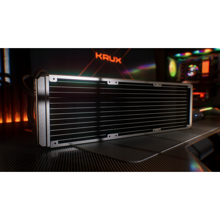 Система водяного охолодження процесора Krux HydroX 360 ARGB, 3x 120мм, 4-pin, чорна