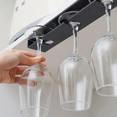 Тримачі для келихів вина Anicy (2 шт.) - підвісні, настінні, для кухні, бару, ресторану (чорний)