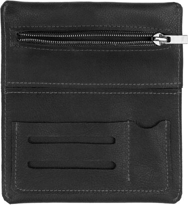 SIMARU Leather Tobacco Pouch for 30g Tobacco Bag, Roller Pouch Made of Genuine Leather with Filter Compartment & Rolling Paper Holder (Black)