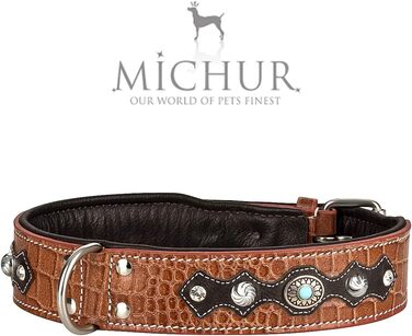 MICHUR Lakota Dog Leash, Leather, Flat Leash, Leather Lead Dog, MATCHES Lakota Collar, Brown, Leather Size (approx.) 150x2.5cm (Neck circumference 30-34.5cm)