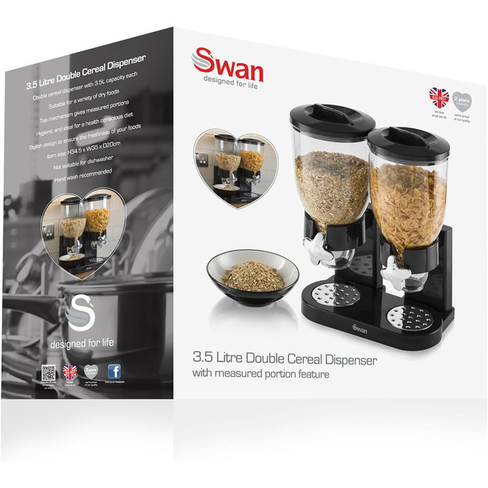 Контейнер для мюслі Swan, чорний, 3,5 літра