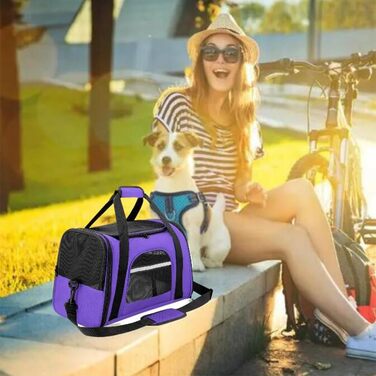 Транспортна сумка для котів та собак, розширювана, переноска для тварин, 43x28x25 см, фіолетовий колір
