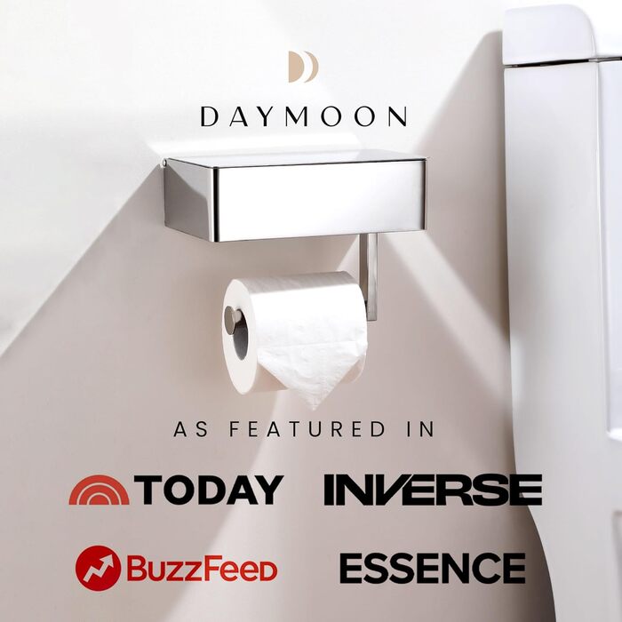 Day Moon™ Toilet Paper Holder Wood, Wet Tissue Box - Toilet Paper Holder with Wet Tissue Box, Toilet Paper Holder with Shelf Dark Wood With Storage