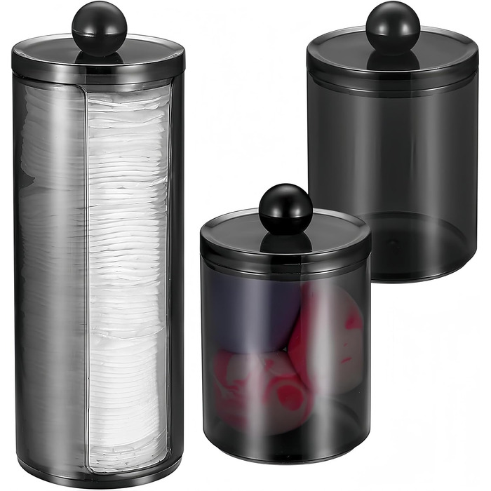 Диспенсер для ватних паличок та дисків з PET пластику, чорний (BLACK-C)