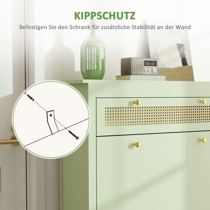 HOMCOM Shoe Cabinet with 2 Flap Shoe Stackers, Shoe Shelf, Shoe Chest for 12 Pairs of Shoes, Shoe Storage for Entryway, Hallway 88 x 30 x 120 cm, Green | Aosom
