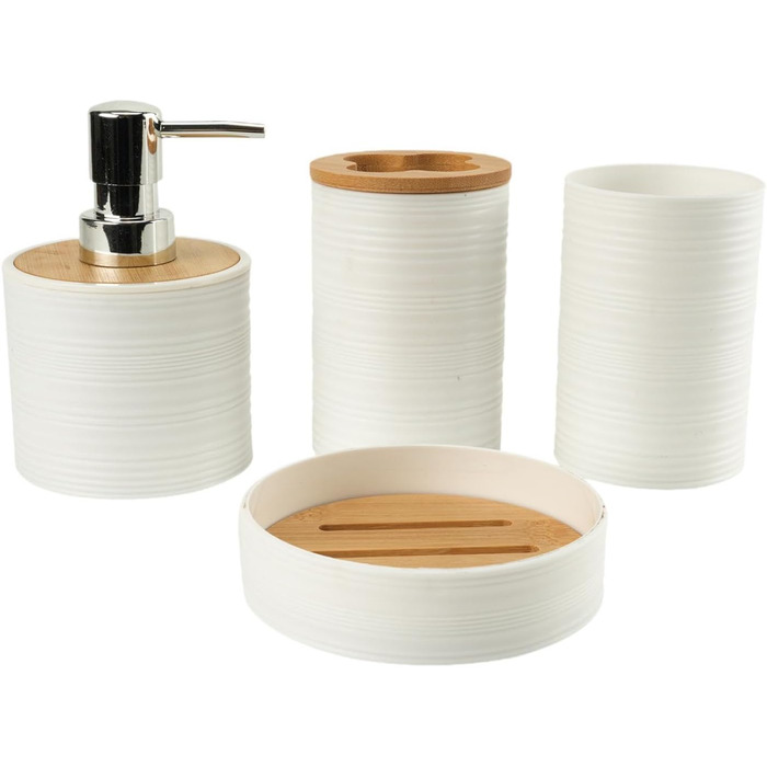 Набір аксесуарів для ванної кімнати на 4 предмети: дозатор для мила, тримач для зубних щіток, зелений