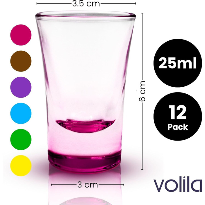 Набір келихів для шотів Volila 12 шт, 6cl, міцне скло для горілки, текіли, коктейлів, для вечірок, можна мити в посудомийній машині