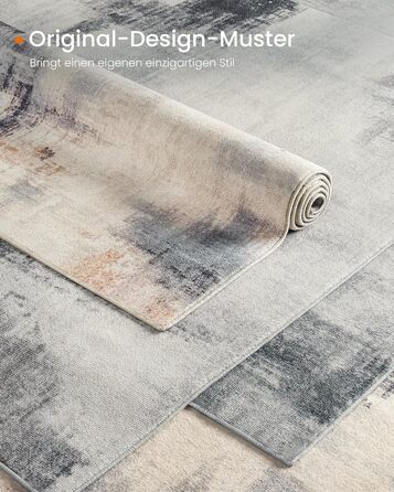 SONGMICS HOME Rug, 160 x 230 cm, Living Room Rug, Non-Slip Rug, Modern Abstract Style, for Living Room, Kitchen, Hallway, Dining Room, Machine Washable, Camel Brown TAR077K01