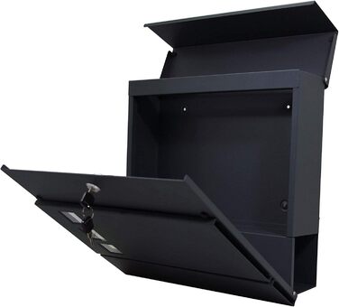 Поштовий ящик настінний дизайнерський антрацит RAL 7016 з газетницею, захищений від погодних умов, порошкове покриття