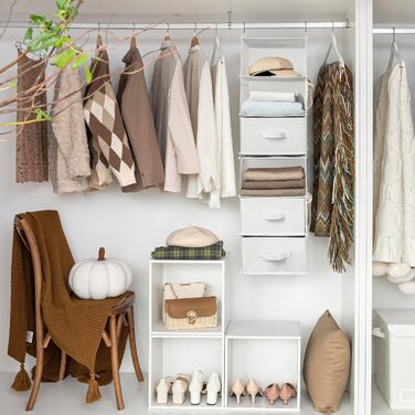 Органайзер для шафи GRANNY SAYS, підвісний, з шухлядами, 1 шт. Підвісне зберігання, полиця для шафи, тканинний органайзер для спальні (білий)