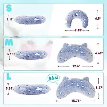 Подушка для собак POMESEA, м'яка, пухнаста, заспокійлива іграшка, U-подібна подушка для домашніх тварин, зняття напруги в суглобах, покращення сну (Блакитна)
