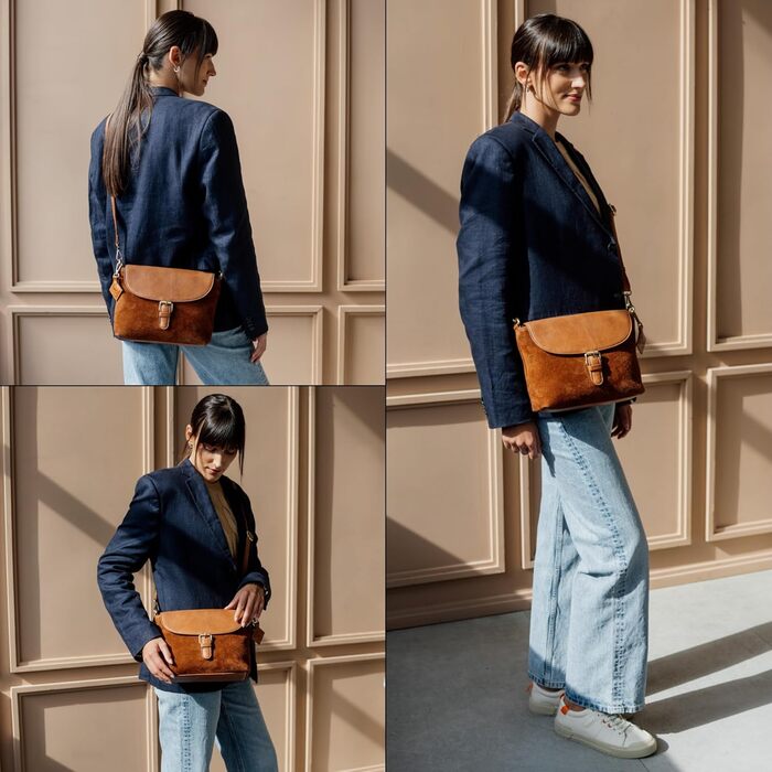 Сумка через плече Berliner Bags Catalina Vintage з натуральної шкіри коньякового кольору для жінок. Компактна крос-боді сумка з магнітною застібкою.