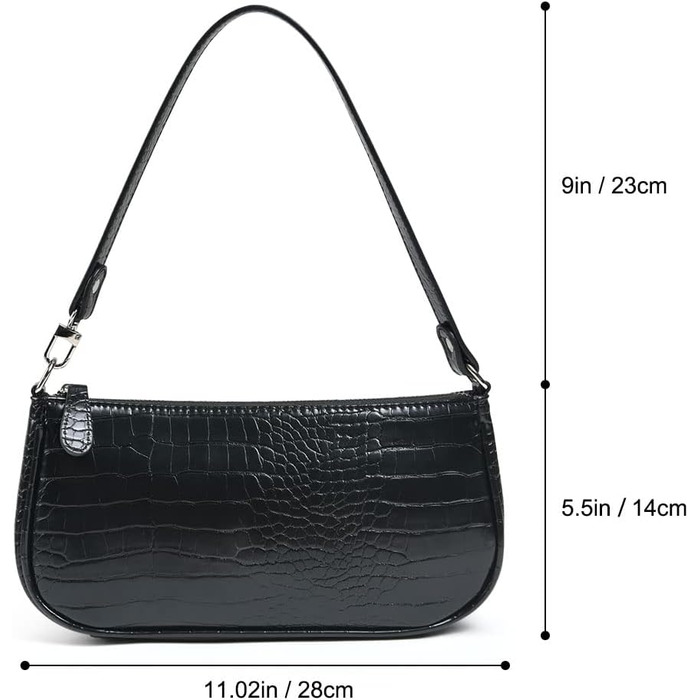 Сумка жіноча через плече міні, вінтажна, ретро стиль, чорна, з тисненням під крокодила. Маленька сумка-бохо для дівчат