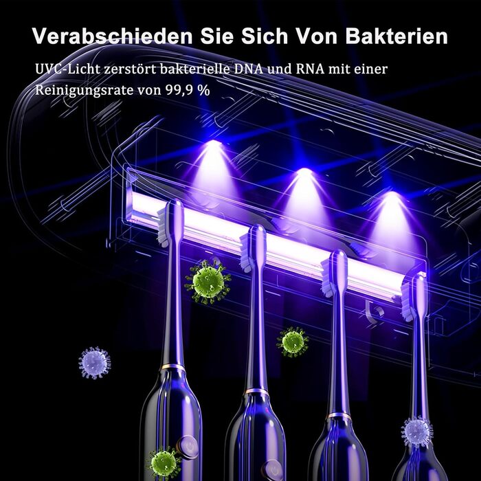 Стерилізатор зубних щіток Maxspace з УФ-випромінюванням, настінний, 4 слоти, для ванної кімнати (білий)