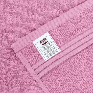 Набір розкішних махрових рушників для обличчя та тіла Utopia Towels, 100% бавовна, 30x30 см, м'які та гігроскопічні, колір Rose, 12 шт.
