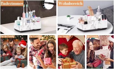 Тримач для зубних щіток електричних, знімний, для зберігання зубної пасти та бритви, легко чистити, білий (білий мармур)