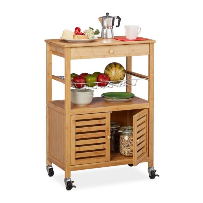 Relaxdays Kitchen Cart made of Bamboo