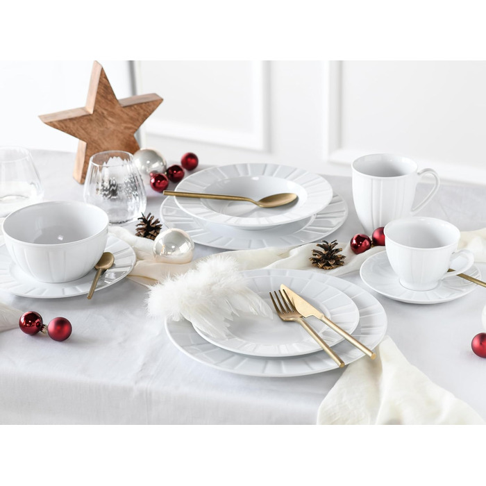 CreaTable Tafelservice Barcelona, 12-teilний сервіз з порцеляни, Made in Europe