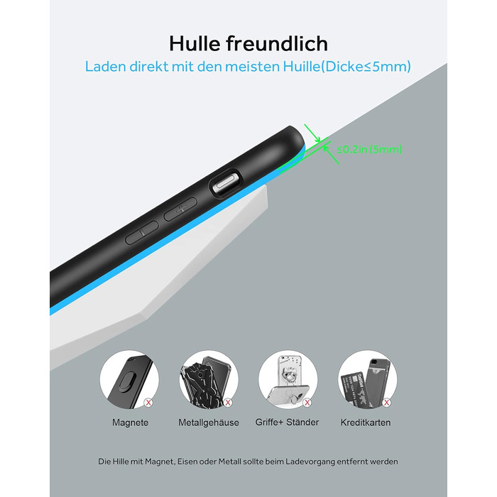 Бездротовий зарядний пристрій NANAMI 30W USB-C з індукційним підсвічуванням, 2-в-1 для iPhone та Samsung