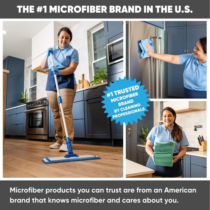 3 Pack Cinch Mop Replacement Heads, Microfiber Mops for Floor Cleaning and Wall Squeegees with Reusable Washable Pads, Compatible with Cinch Mop