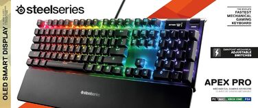 SteelSeries Apex Pro HyperMagnetic – Ігрова клавіатура з OLED-дисплеєм та RGB підсвічуванням (QWERTZ)