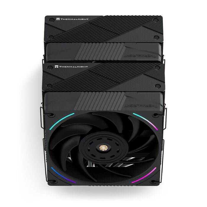 Кулер для процесора Thermalright Phantom Spirit 120 EVO, 7 теплових трубок, 2 PWM вентилятори, 2150 RPM, сумісність з AMD AM4/AM5 та Intel LGA 115X/1200/1700/1851/20XX, чорний