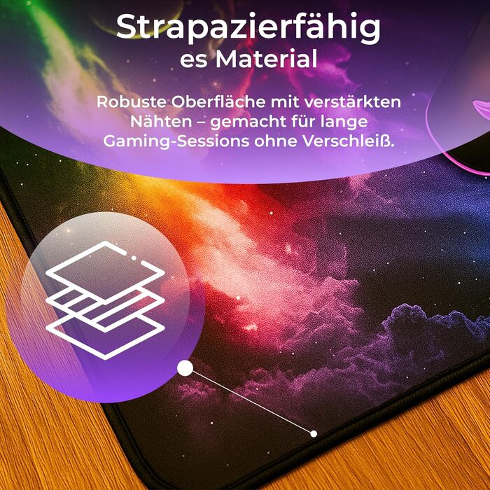 Килимок для миші Retoo XXL, 885 x 400 мм, ігровий з малюнком, великий розмір, преміум-поверхня, для покращення точності та швидкості, без бахрому