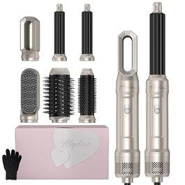 Набір для укладки волосся Atopskins 6 в 1: фен-щітка, плойка, круглі щітки, 1000W, рожевий (крем-золотий)