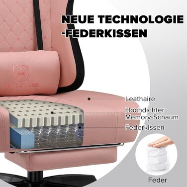 Ігровий крісло GTPLAYER з ергономічним дизайном, підлокітниками, що обертаються, та підніжкою (чорно-рожевий)