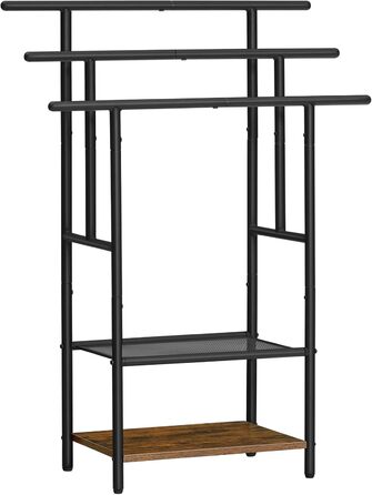 HOOBRO Стійка для рушників з 3 перекладинами, 2 полиці, для ванної кімнати, коричнево-чорна