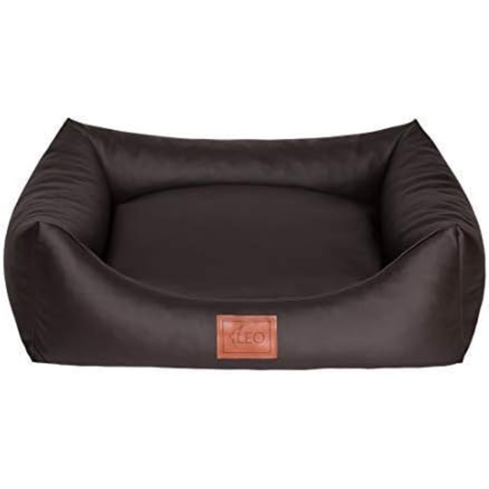 Софа для собак Leo4dog Natalie: м'яке ліжко-софа з штучної шкіри, 4 розміри (XL 115x90 см), темно-коричневий