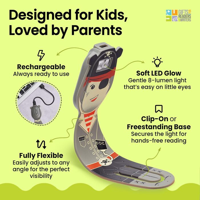 Перезаряджувана LED лампа для читання Flexilight 2-в-1: кліпса для книг, світло для дітей та дорослих, аксесуар для читачів, подарунок для книголюбів