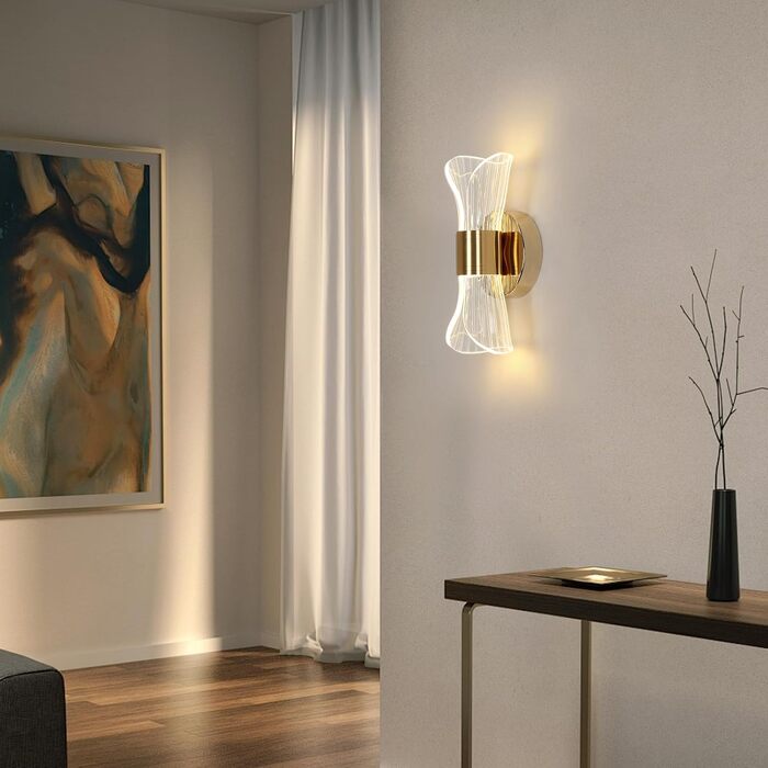 DELIPOP Настінне світильник Wandleuchte, 12W LED, 3 кольори світла (теплий/холодний/нейтральний), золотий, для спальні, вітальні, коридору, сходових маршів