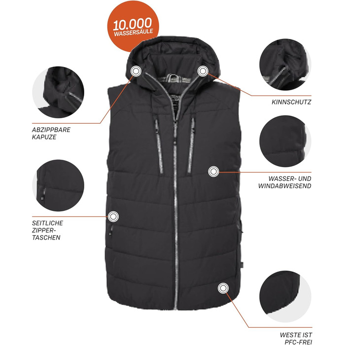 Жилет Killtec Kow 10 Mn Qltd Vst Steppweste з капюшоном, темний антрацит, XL