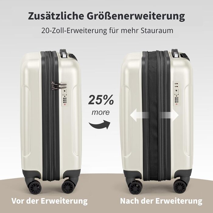 Набір валіз LALAHO 2 шт. з косметичкою, з ABS+PC, телескопічний ручка, ручна поклажа, градієнтний дизайн