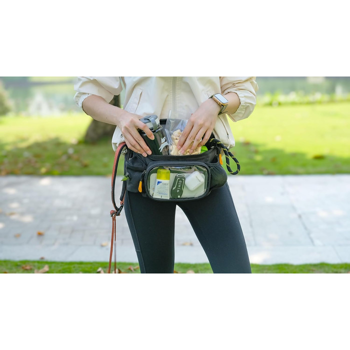 Пакет OllyDog Trailblazer для собак | Поясна сумка для ласощів | З кулькою | Водовідштовхуючий | Диспенсер для відходів | Вільні руки | Для прогулянок та тренувань, універсальний розмір (Juniper)