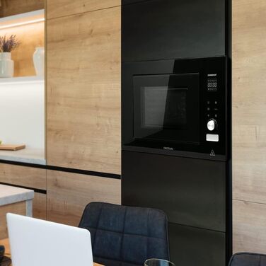 Мікрохвильова піч Cecotec GrandHeat 2000 вбудована, чорна. 1200 Вт, 21 л, гриль, 8 функцій, сенсорний дисплей, таймер