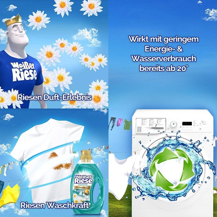 Універсальний рідкий засіб для прання Weißer Riese Gel Essentials Лотос та мигдальна олія, 2.5 л (на 50 прань), набір 2 шт (100 прань)