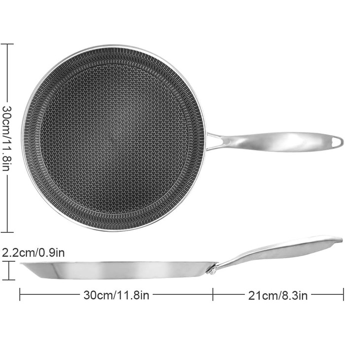 Пательня для млинців з нержавіючої сталі з антипригарним покриттям, 30 см, індукційна сумісність