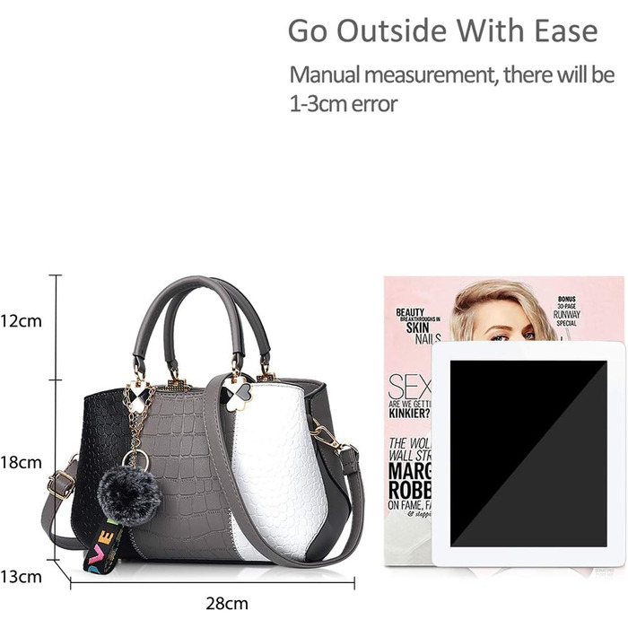 Сумка жіноча NICOLE & DORIS 2025 шкіряна чорна з помпоном та знімним ремінцем через плече