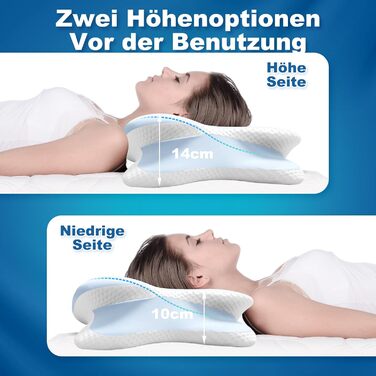 Ортопедична подушка EvenVentric для шиї, м'яка та затишна, знімний чохол, DarkBlue (світло-блакитний)