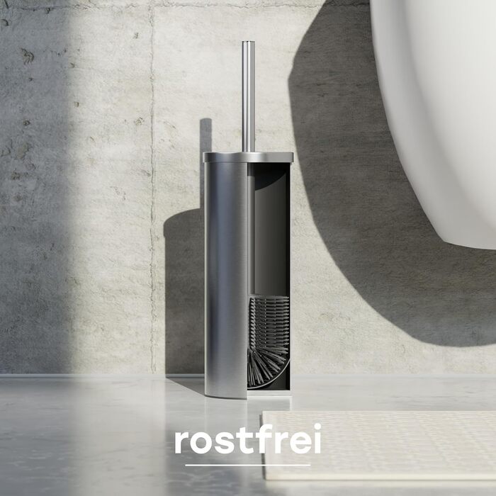 Торцева щітка для унітазу з нержавіючої сталі та силікону з дискретним тримачем. Антибактеріальна щітка для туалету з захистом від бризок (срібляста)