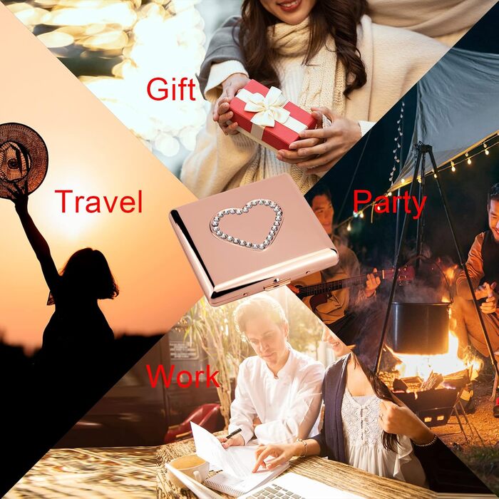 Металеве цукерничне пенал у формі серця Rosegold для 20 сигарет, 85's, подарунок на день народження/Новий рік