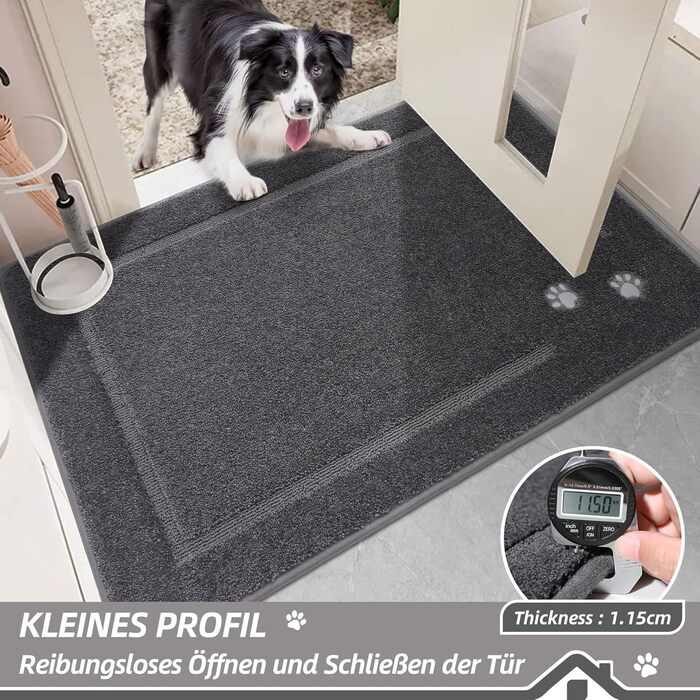 Килимок для дому BEQHAUSE 80x120 см, сірий - для входу, коридору, передні/задні двері, миється