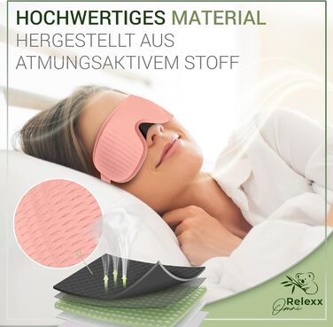 Сонна маска для жінок – дихаюча маска для сну – зручна та м'яка – блокує світло – для подорожей – 3D-поглиблення для очей – з memory foam (рожева)