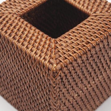 Rattan Cosmetic Tissue Box, 14 x 14 x 14.5 cm, Handwoven Square Tissue Box, Natural Decorative Tissue Box, Tissue Holder (Square, Honey Brown)