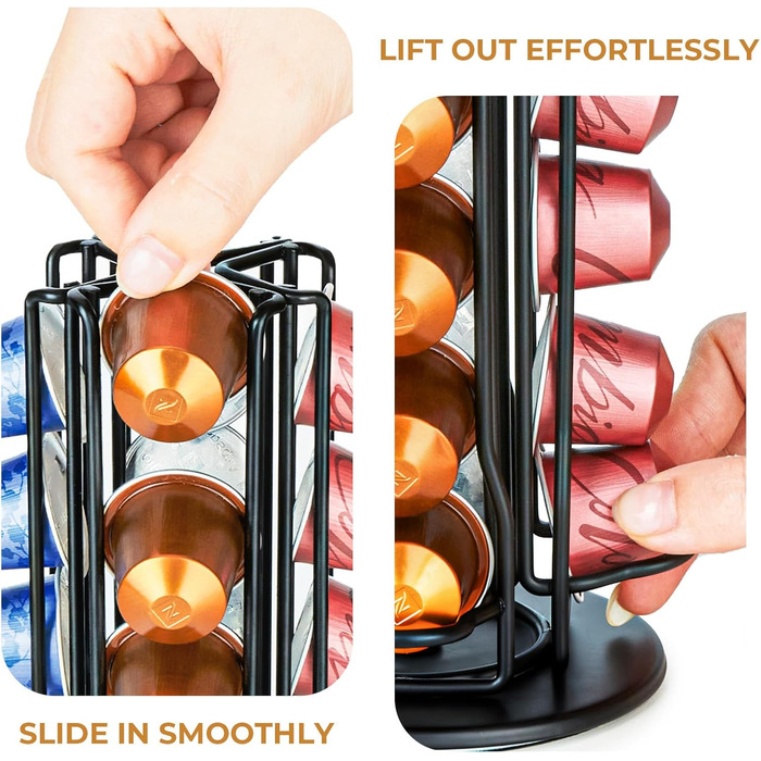 Тримач для капсул Nespresso MOLEDINO – органайзер для 40 капсул, обертання 360°, чорний