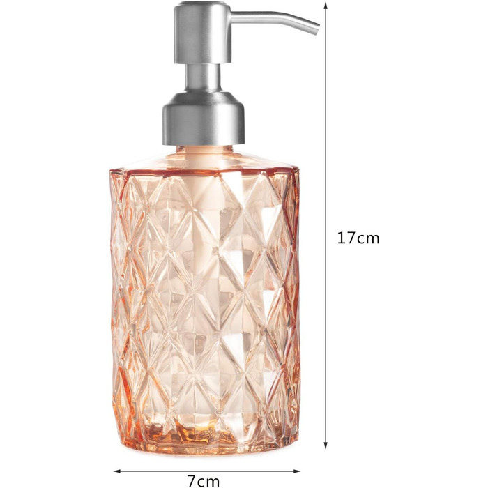 Дозатор для мила Ekirlin зі скла для кухні та ванної кімнати, 340 мл. Підходить для мила для рук, миючого засобу, ефірних олій та шампуню. Колір: Темно-сірий (Бурштиновий)